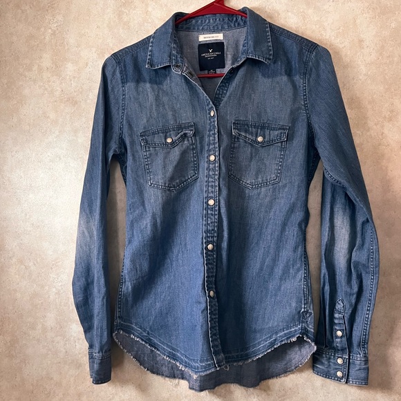 American Eagle Jean Button Down Shirt - Picture 1 of 6
